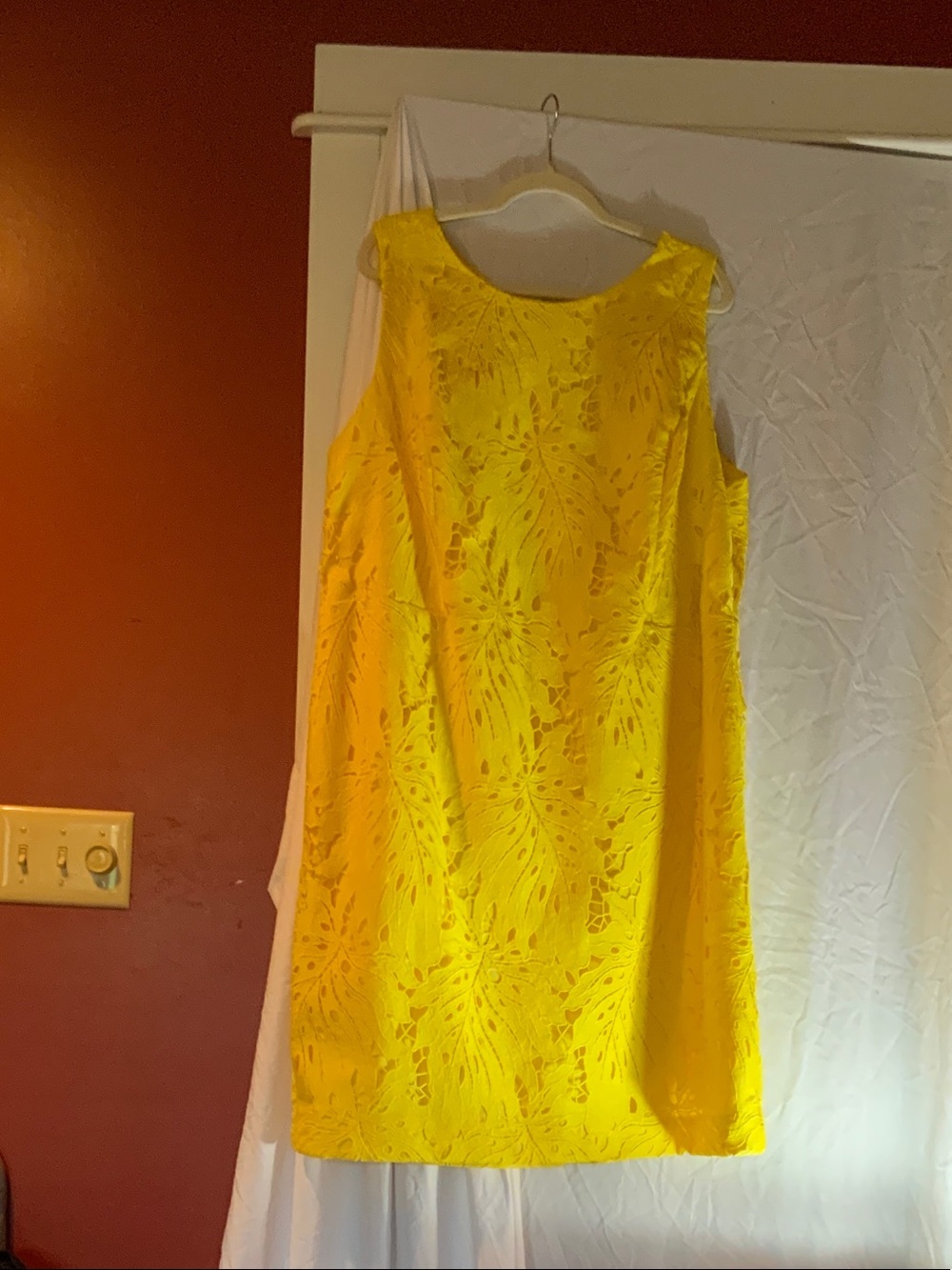 Talbots Bright Yellow Lace Sleeveless Shift Dress